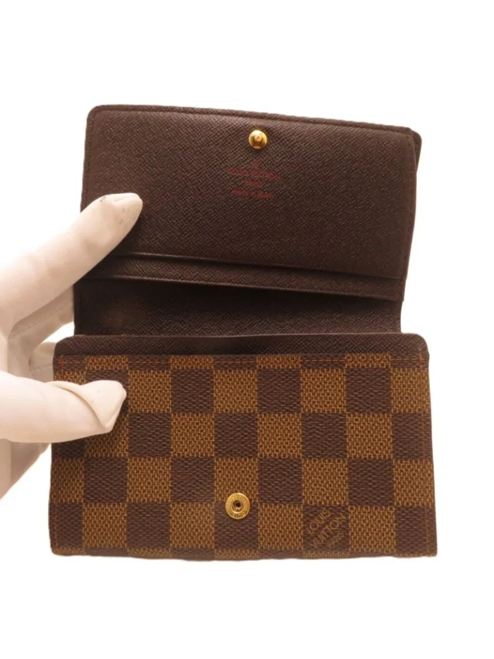 Louis Vuitton Porte Monnaie Billets Tresor Damier Wallet Canvas Brown Coin Purse